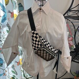 Checkered Black and White Crossbody Bag